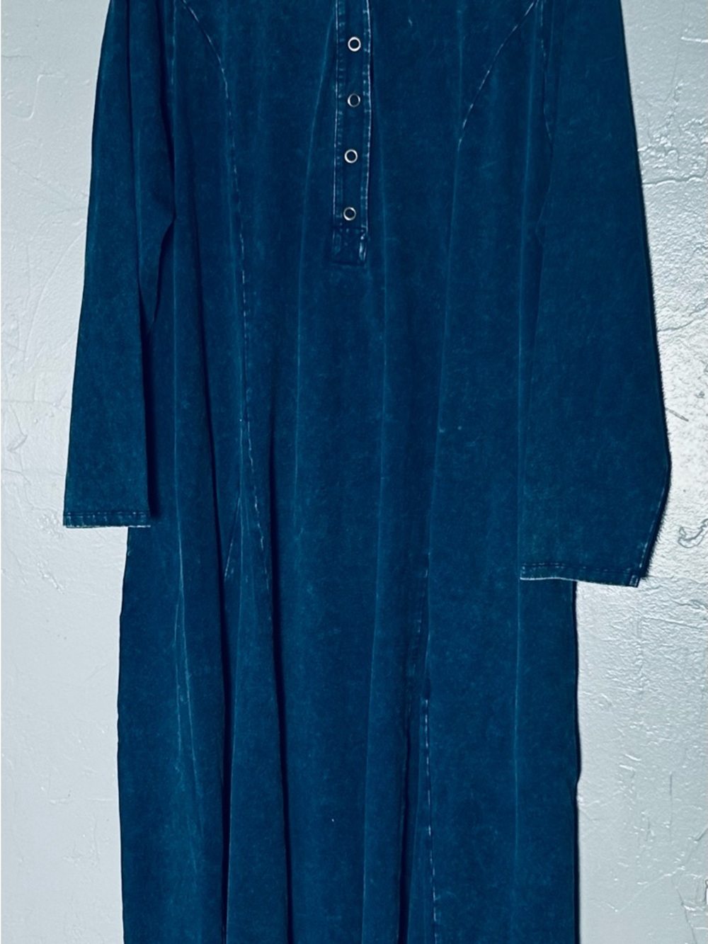 Soft Surroundings Janet knit denim look Maxi Dress w/Long Sleeves minimalist - Picture 2 of 15